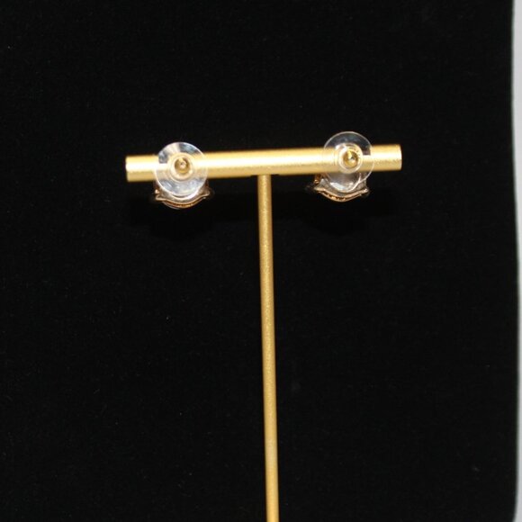 Large Crystal White Gold Tone Stud Earrings - Picture 6 of 7